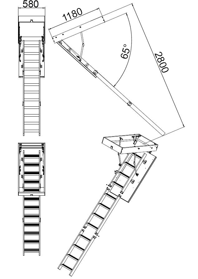 чертеж складной лестницы на чердак